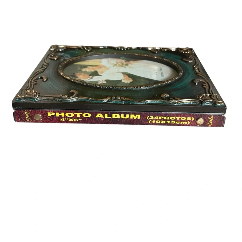 Photo Albums Resin Vintage Keepsake 4x6 Photos Brown Green Lot of Two